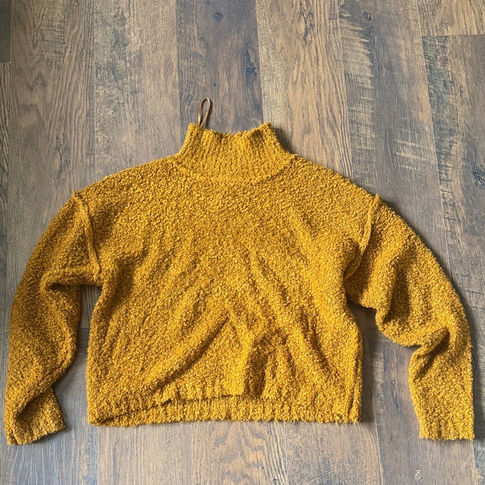 Pink Rose Mustard Cowl Neck Sweater